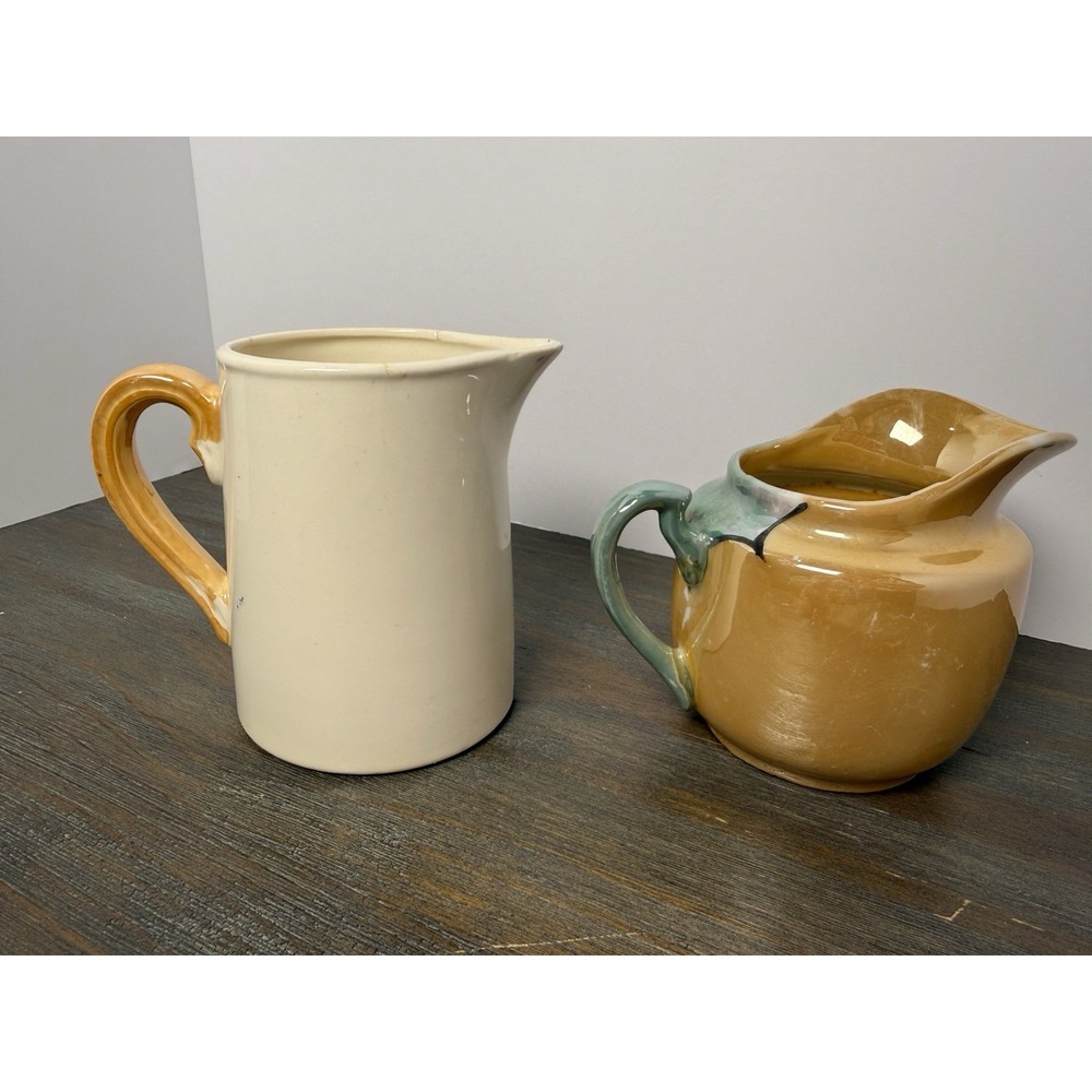 Vintage Garco Japan Hand Painted Ceramic Pitchers Creamers Set of 2 - Picture 5 of 10